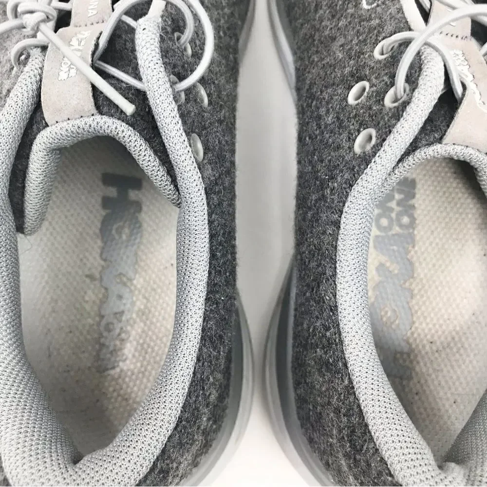 Hoka One One Hupana Flow Gray Wool Elastic Lace Sneakers
